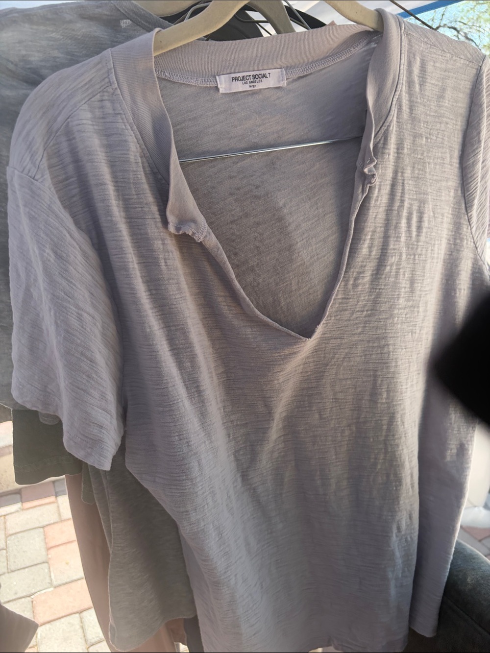 Project Social T Heathered Gray V-Neck Tee